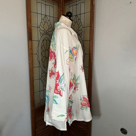 Koret Women Swiss Dot Floral Lightweight Long Sleeve Blouse Top Size 4X - Picture 2 of 10